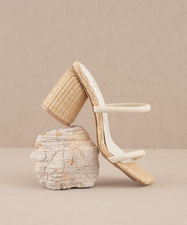 The Margaret Beige Rattan Heels