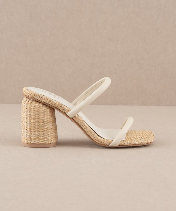 The Margaret Beige Rattan Heels