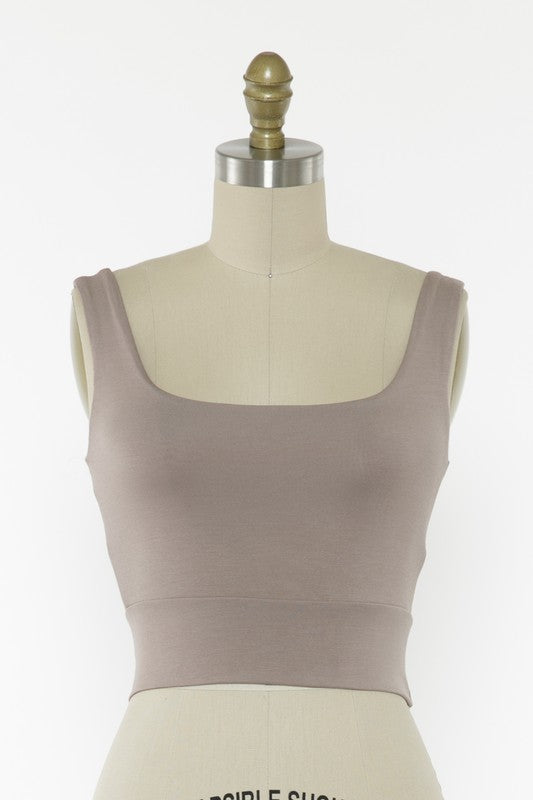 The Stella Basic Square Neck Fitted Crop Top