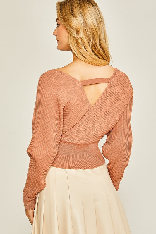The Sound of Serenity Ribbed Crossover Sweater