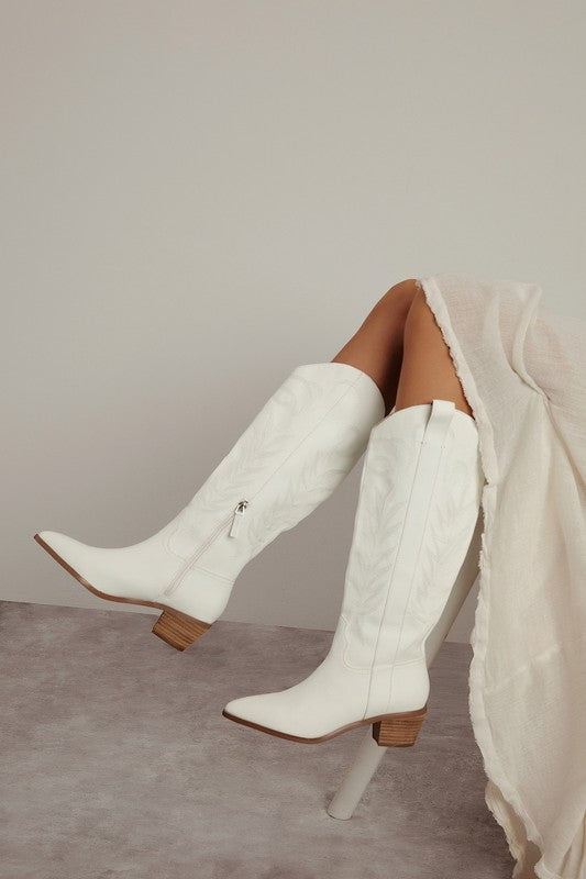 The Inlay White Cowgirl Boots