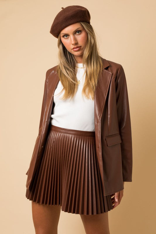 The Ground Rules Chocolate Faux Leather Dad Blazer