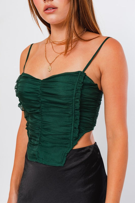 The Stacia Emerald Ruched Corset Crop Top