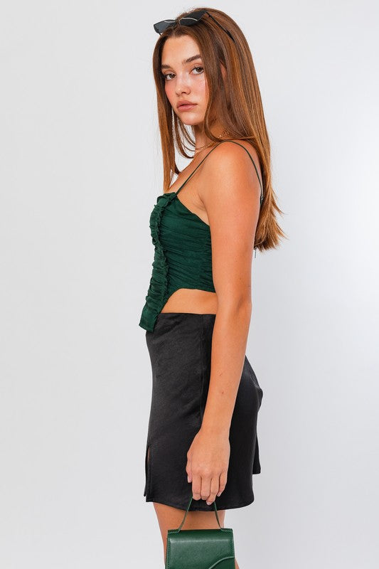 The Stacia Emerald Ruched Corset Crop Top