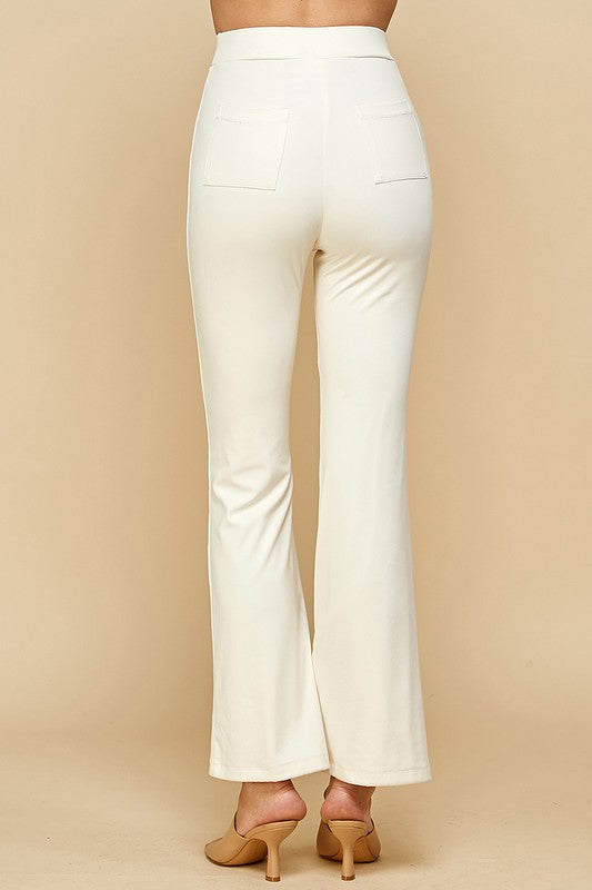 The Split the Difference White Front Slit Flared Pants
