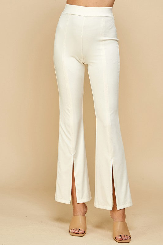 The Split the Difference White Front Slit Flared Pants