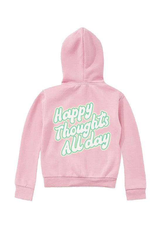 The Girls Happy Thoughts Pink Hoodie Sweatshirt