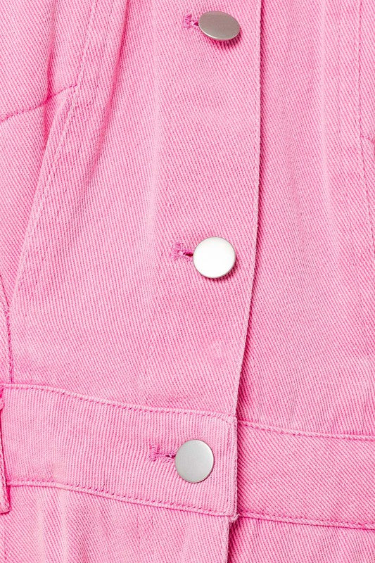 The Cotton Candy Pink Denim Romper