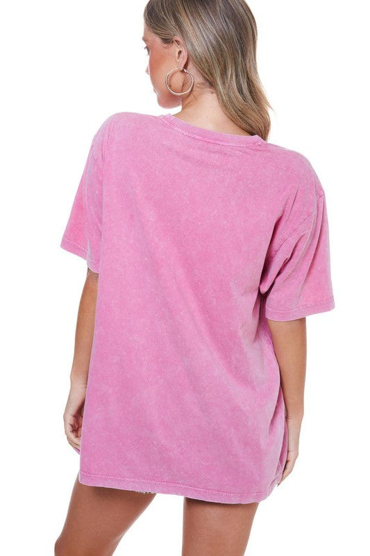 The World Tour Pink Mineral Washed Oversized Tee