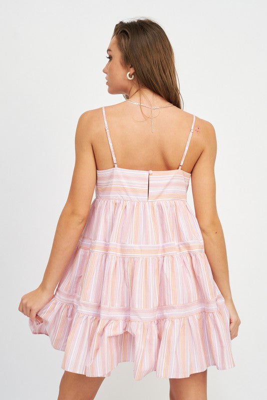 The Raspberry Sorbet Tiered Babydoll Dress