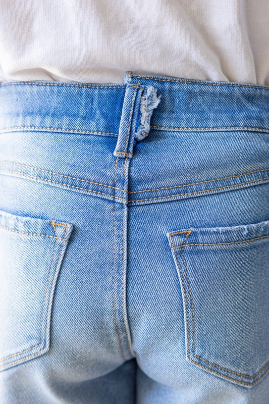 Girls Crossover Medium Wash Denim Cutoff Shorts