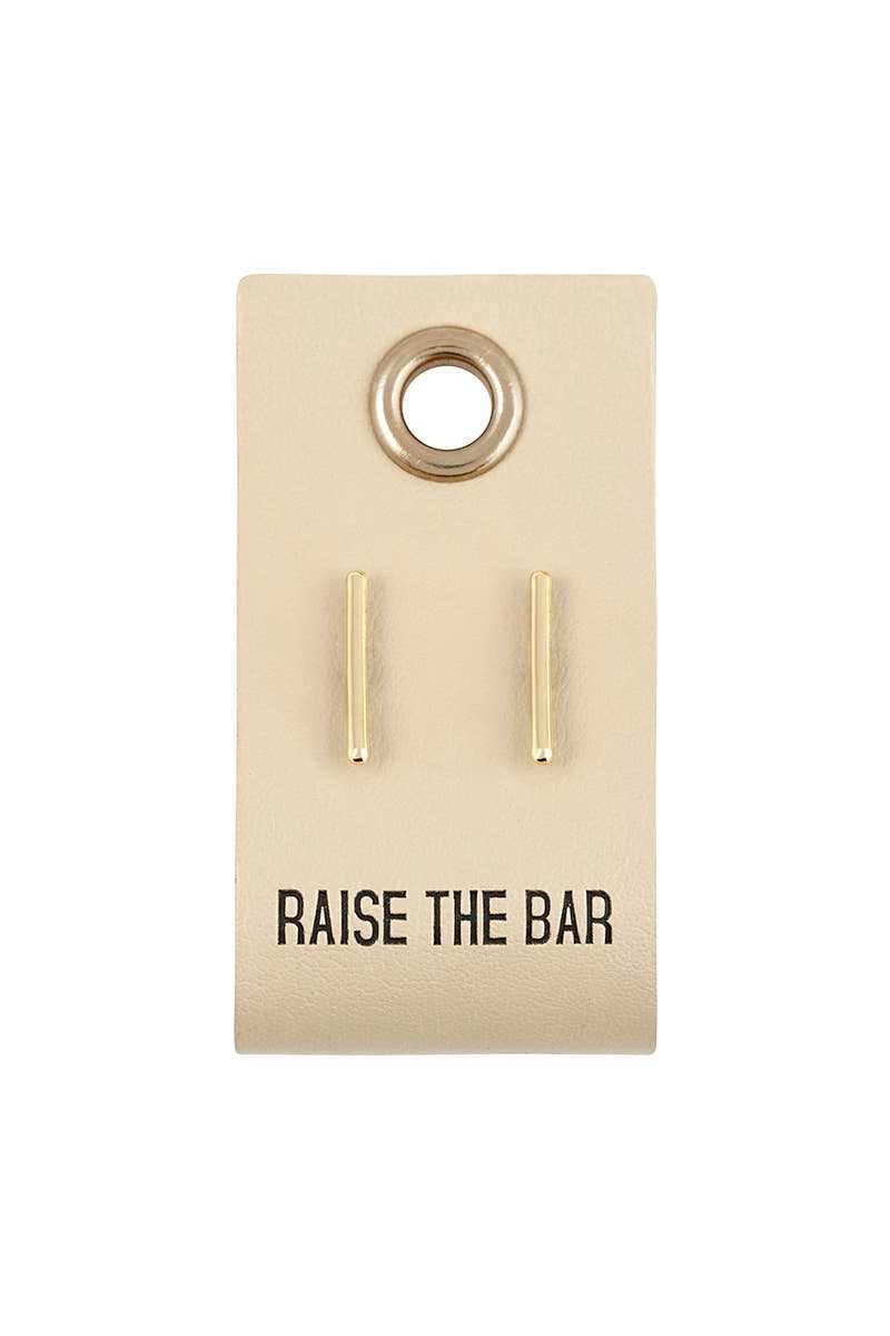 Leather Tag With Earrings - Bar