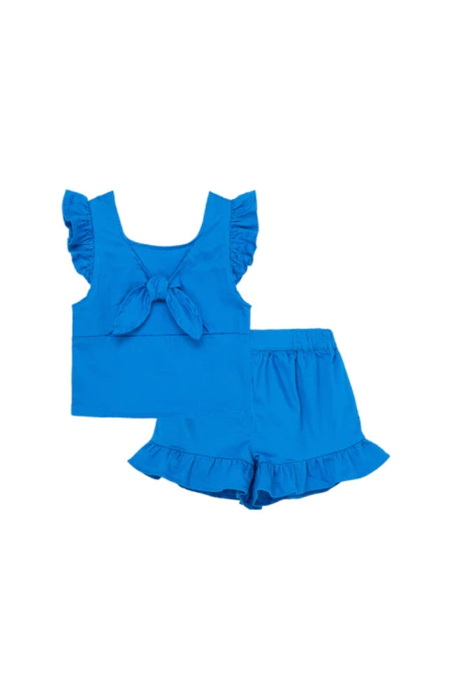 The Nicole Royal Blue Tie-Front Tank Top & Shorts Set