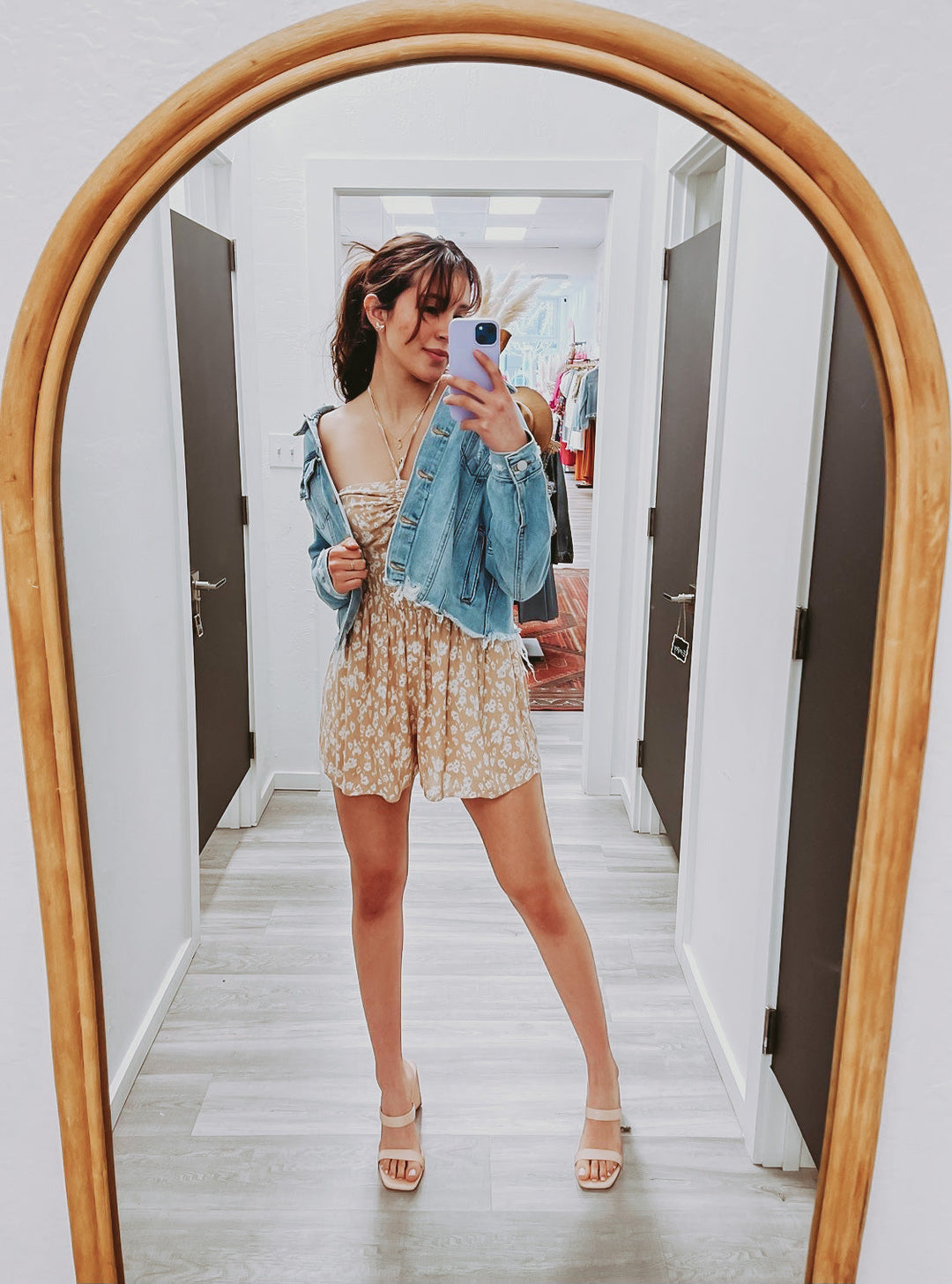 The Riviera Sand Floral Cutout Romper