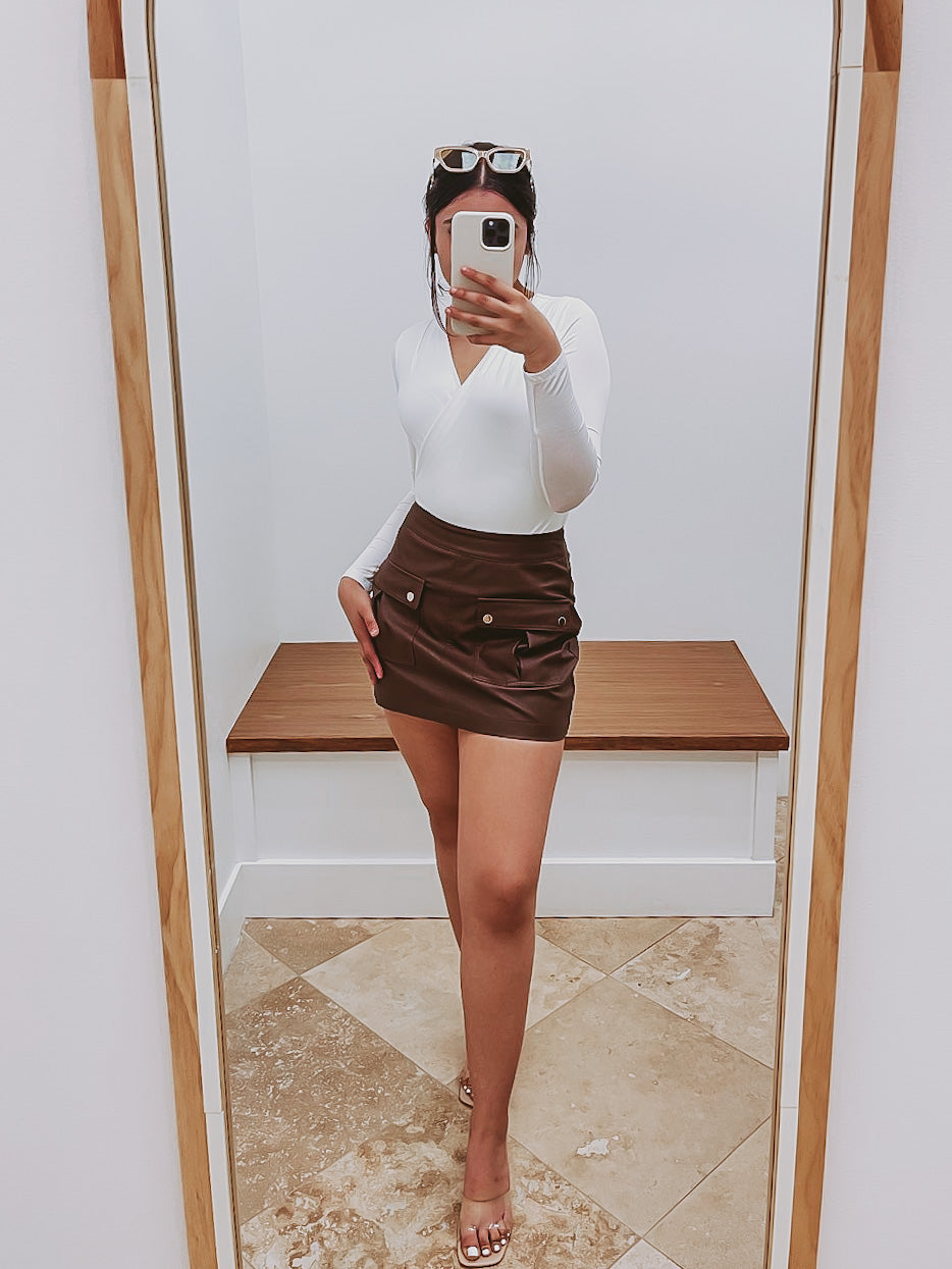 The Double Down Two Pocket Leather Skorts