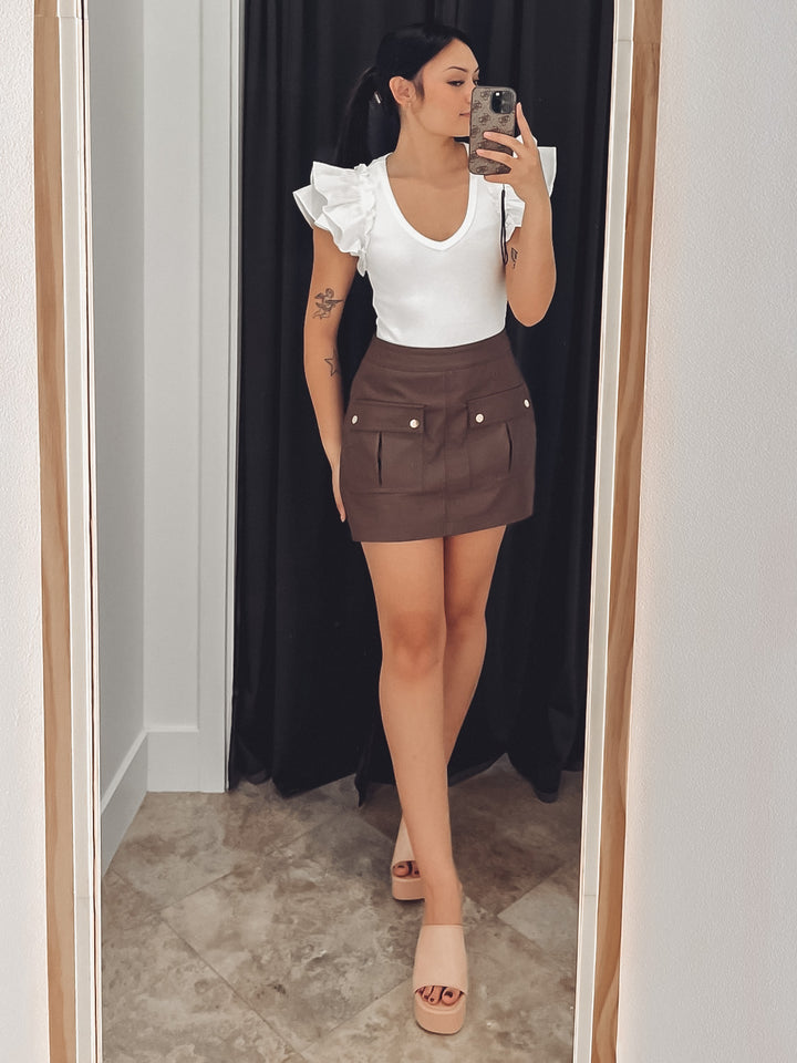 The Double Down Two Pocket Leather Skorts