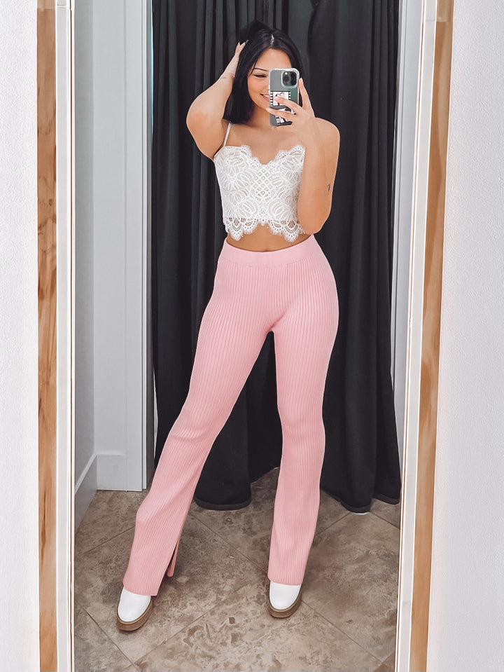 The Perfectly Pink (De)Knit Wide Leg Pants