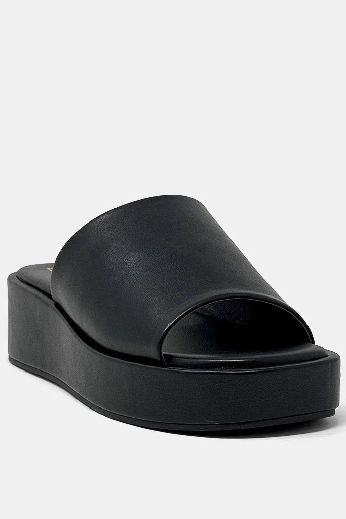 The Lourdes Black Leather Platform Shoes