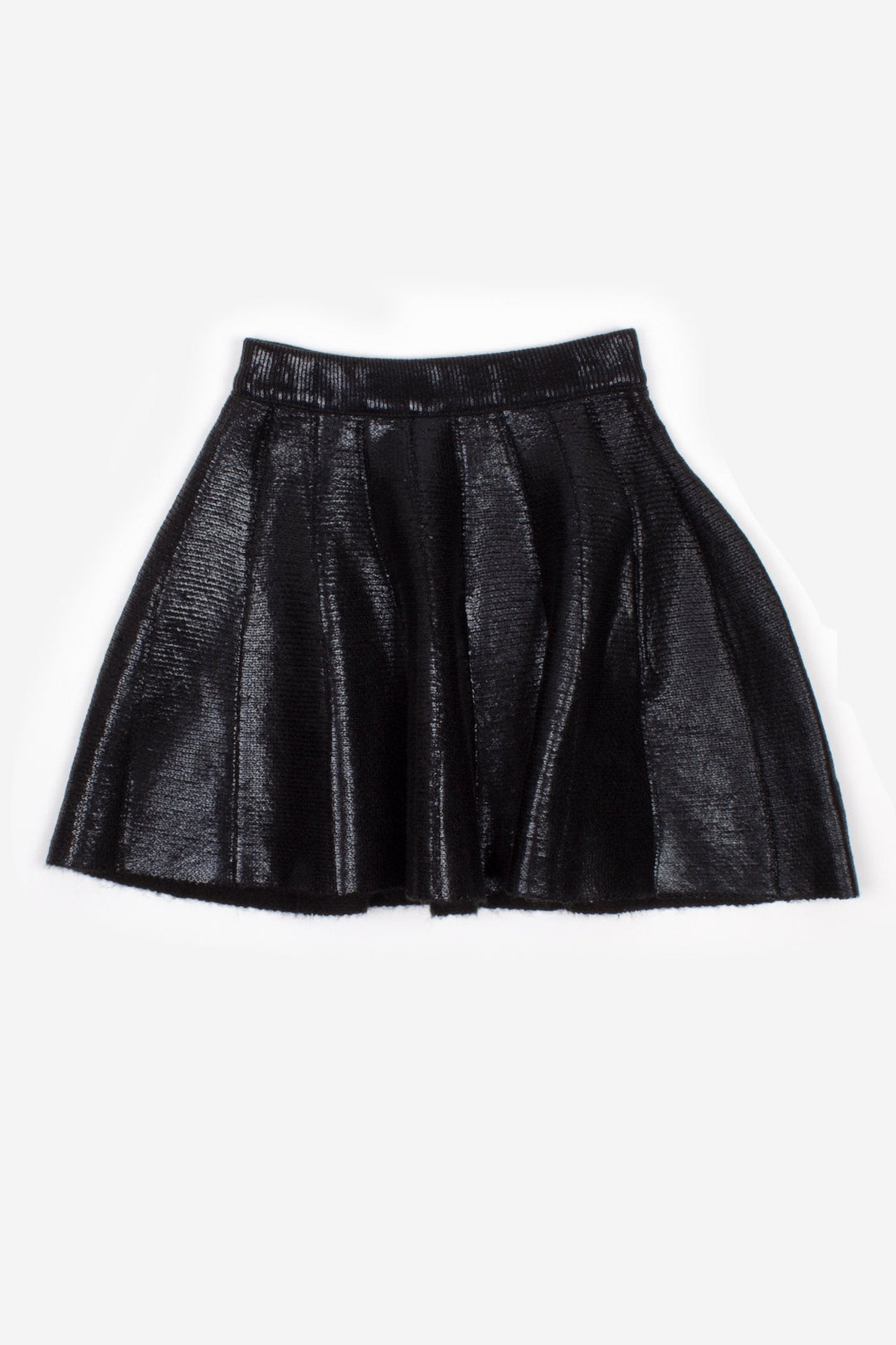 Girls Black Metallic Knit Skirt
