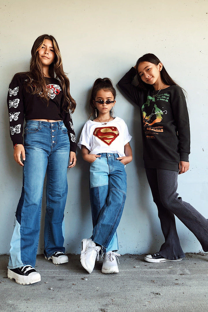 Girls Patched Flare Jeans by TRUCE