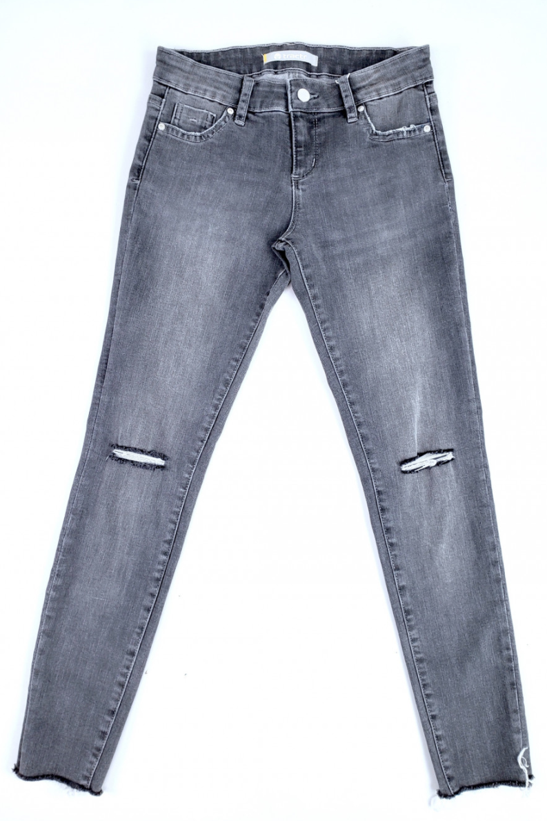 Girls Diane Mid-Rise Black Skinny Jeans with Knee Slits