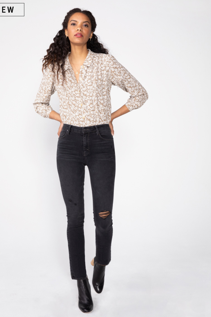Joan High Waisted Slim Straight Fit Jeans in Vintage Black by Unpublished