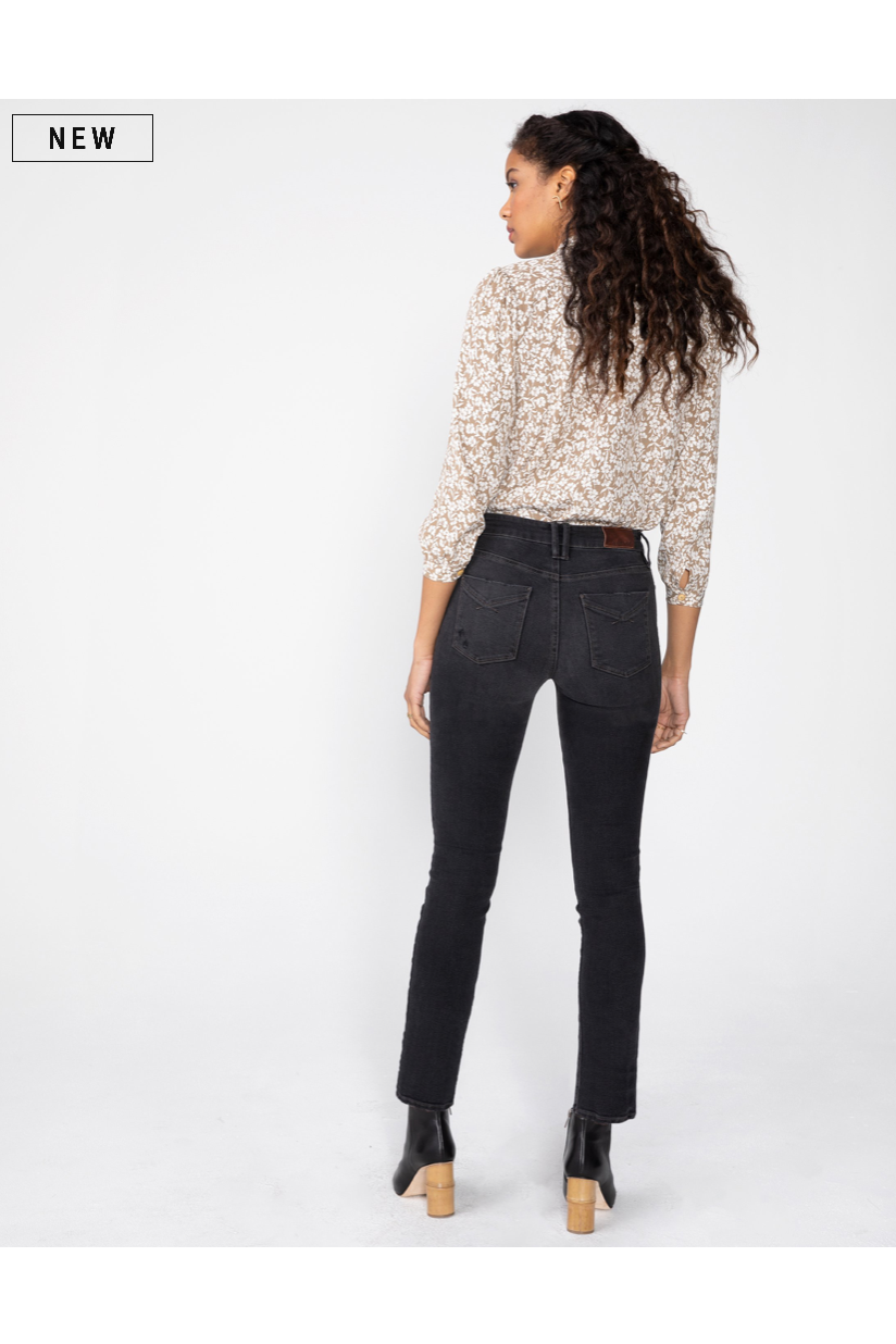 Joan High Waisted Slim Straight Fit Jeans in Vintage Black by Unpublished