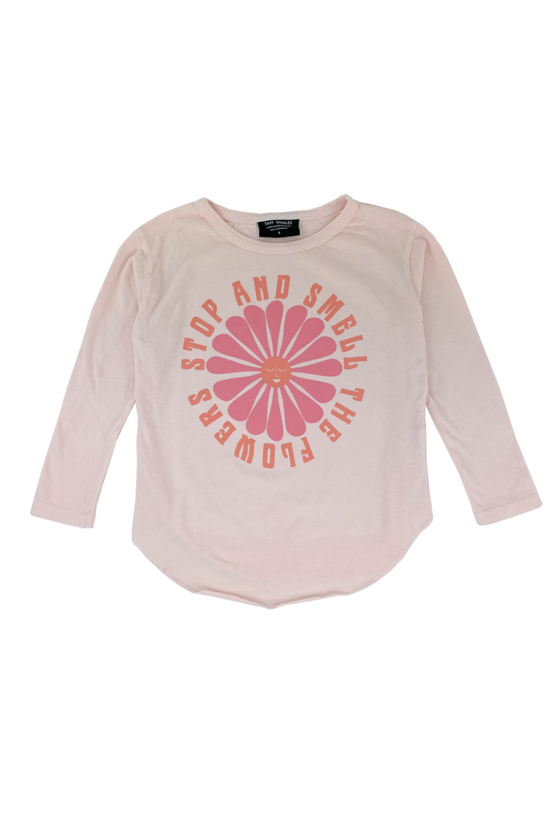The Smell The Flowers Pink Long Sleeve Graphic Tee by Tiny Whales