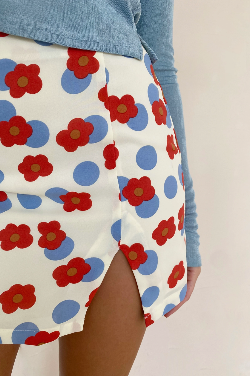 The Daisy Printed Polka Dot Mini Skirt