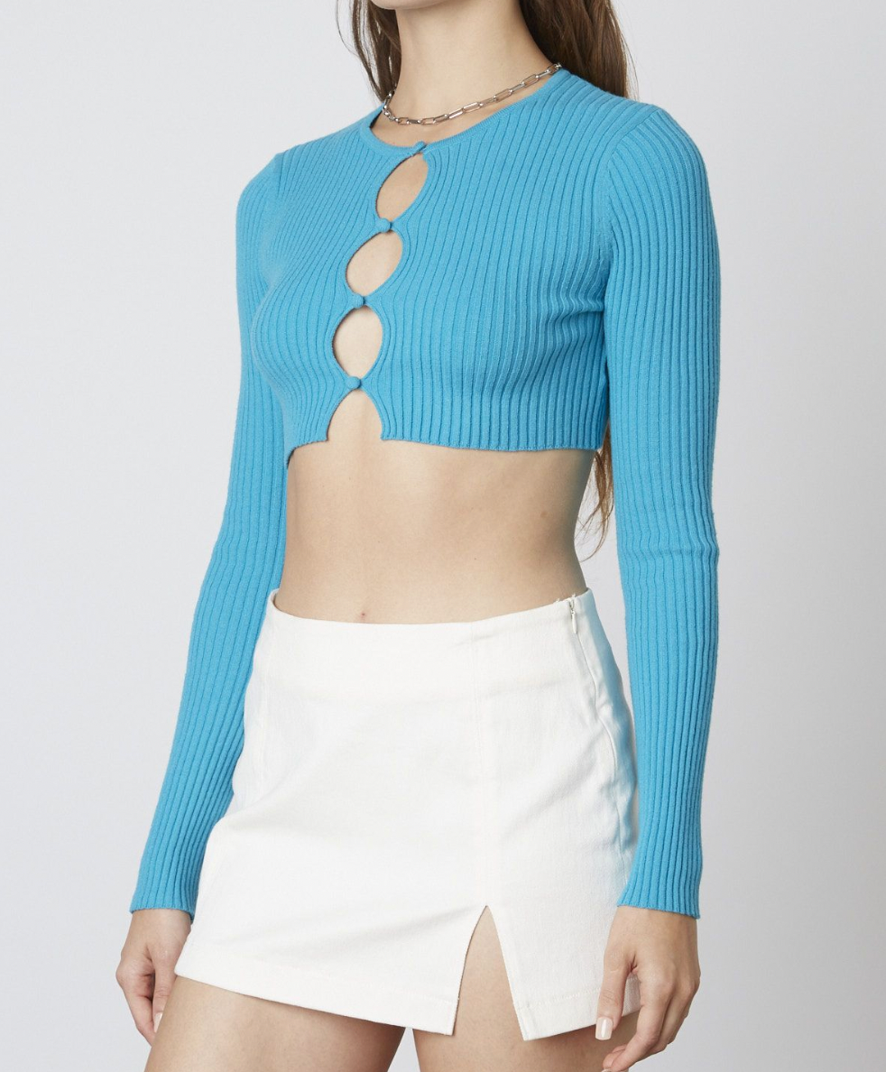 The Anali Open Button Cropped Sweater