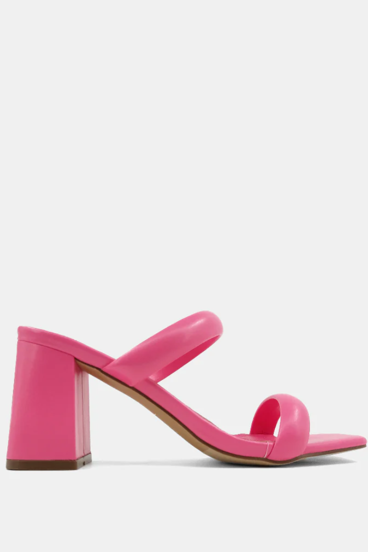 The Farah Bright Pink Strappy Blocked Heels by ShuShop