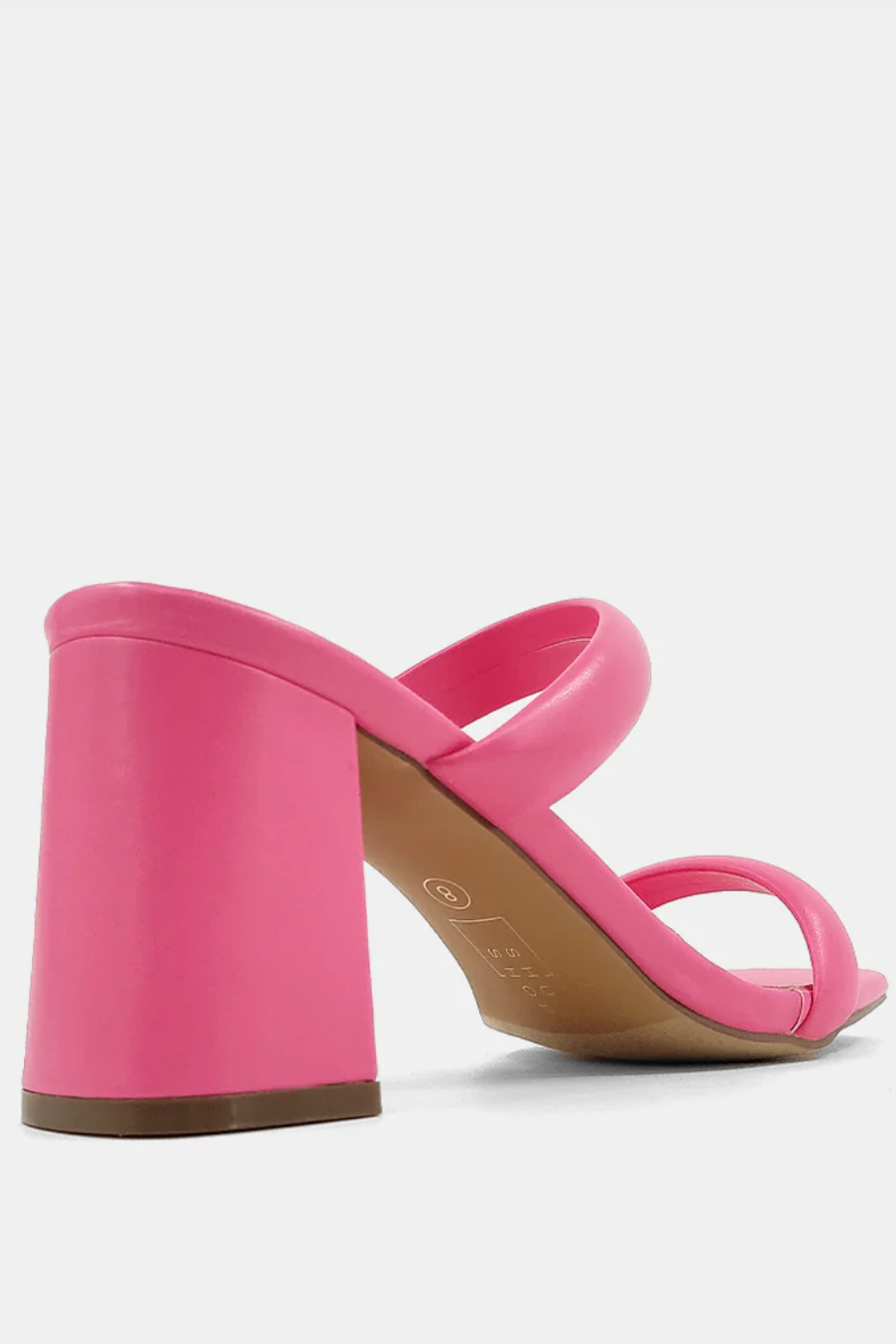 The Farah Bright Pink Strappy Blocked Heels by ShuShop