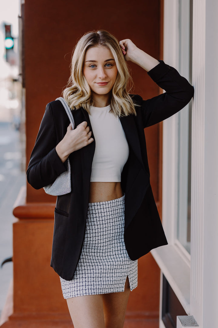 The Top Of The Class Tweed Mini Skirt