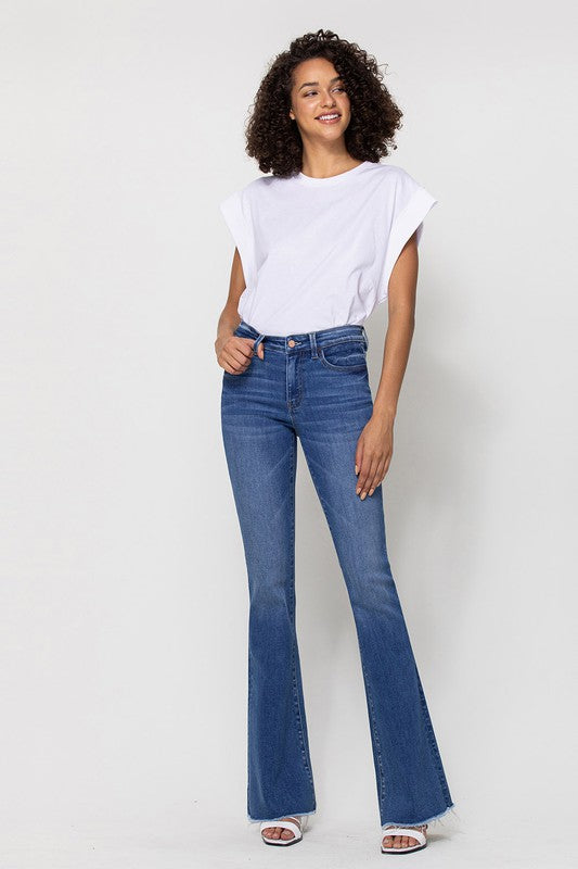 The Carolina Mid Rise Mini Flare Jeans