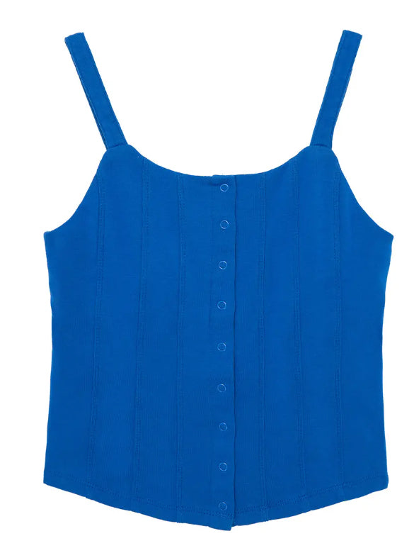 The Diana Blue Snap Front Cotton Camisole