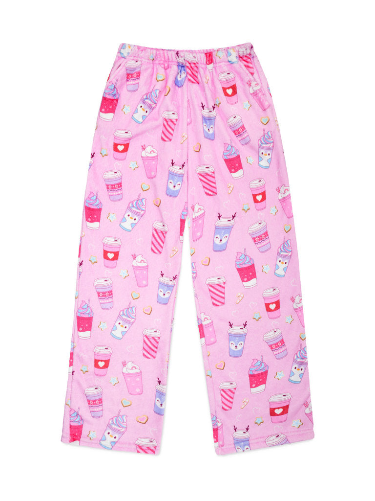 The Winter Latte Girls Pink Plush Pants