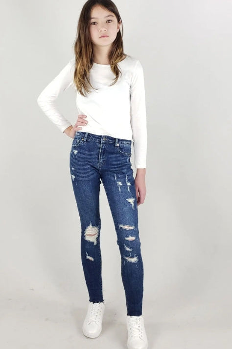 Girls Nina High Rise Destructed Skinny Jeans