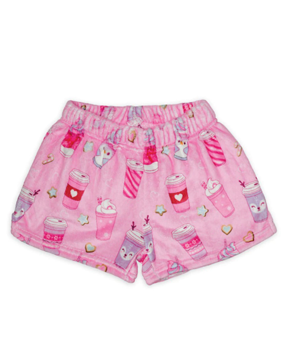 The Winter Latte Girls Pink Plush Shorts
